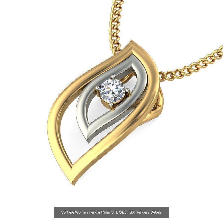 150 Solitaire Women Pendant 3dm STL OBJ FBX Renders Collection _36