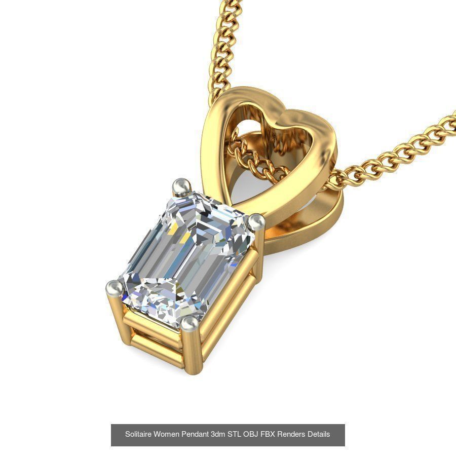 150 Solitaire Women Pendant 3dm STL OBJ FBX Renders Collection _97