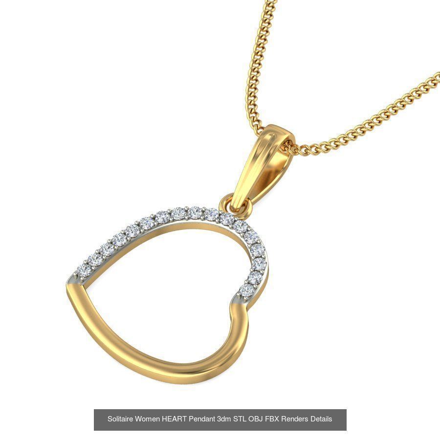 150 Solitaire Women Pendant 3dm STL OBJ FBX Renders Collection _80
