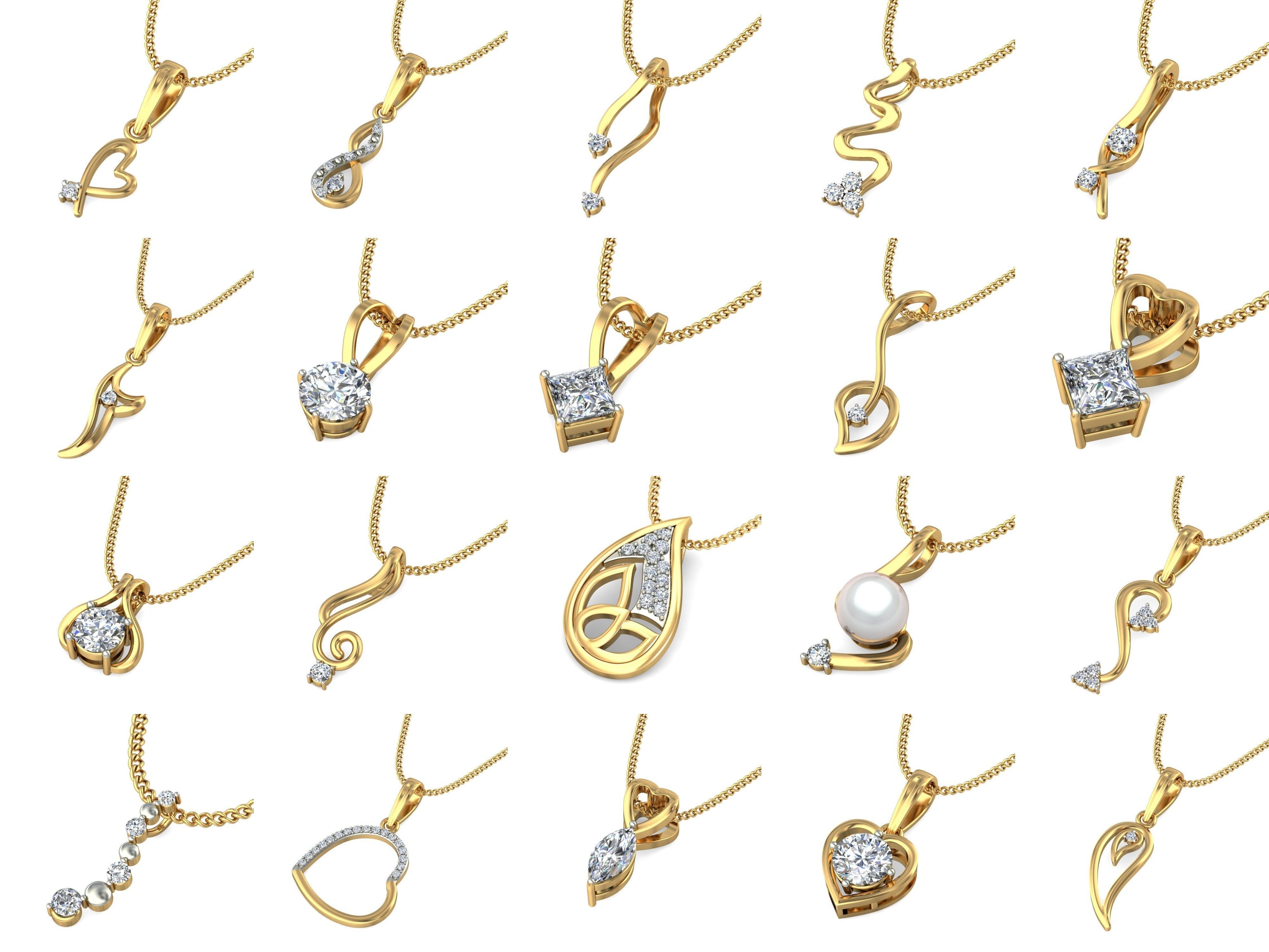150 Solitaire Women Pendant 3dm STL OBJ FBX Renders Collection _3