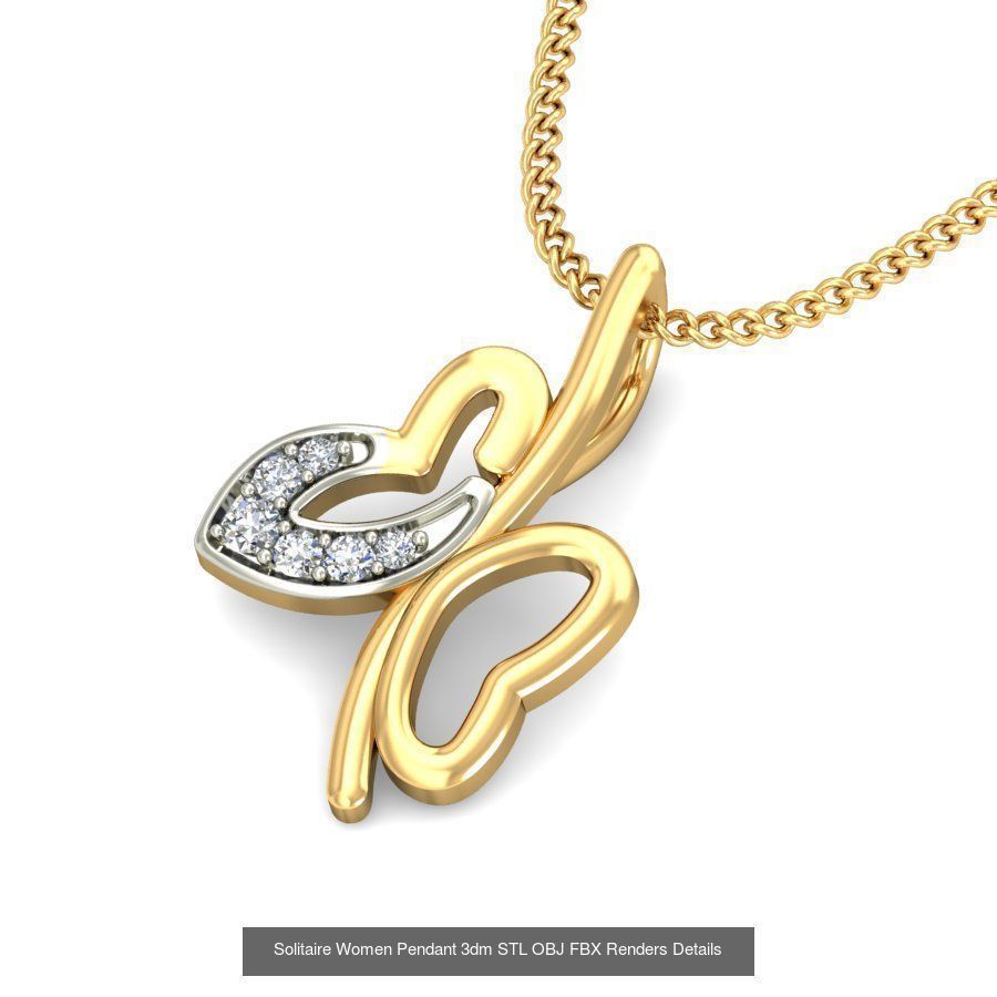 150 Solitaire Women Pendant 3dm STL OBJ FBX Renders Collection _125
