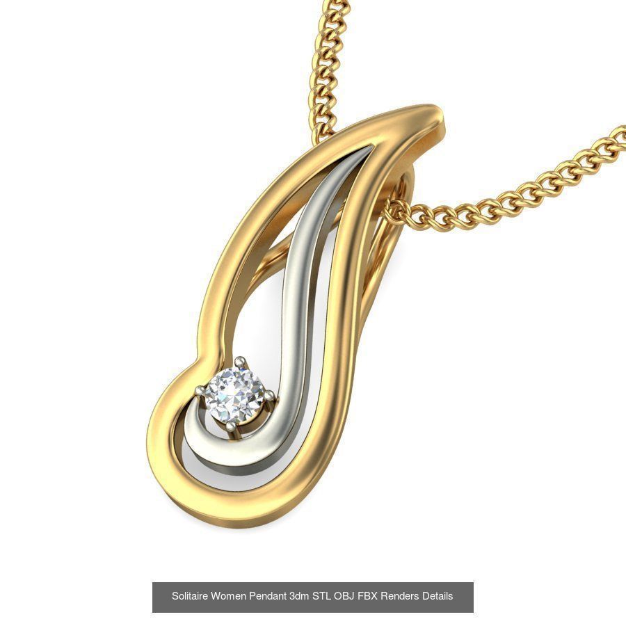 150 Solitaire Women Pendant 3dm STL OBJ FBX Renders Collection _23