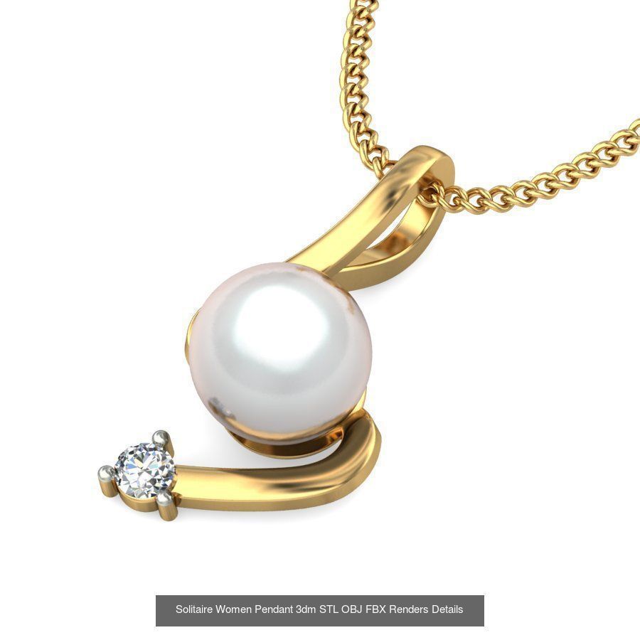 150 Solitaire Women Pendant 3dm STL OBJ FBX Renders Collection _83