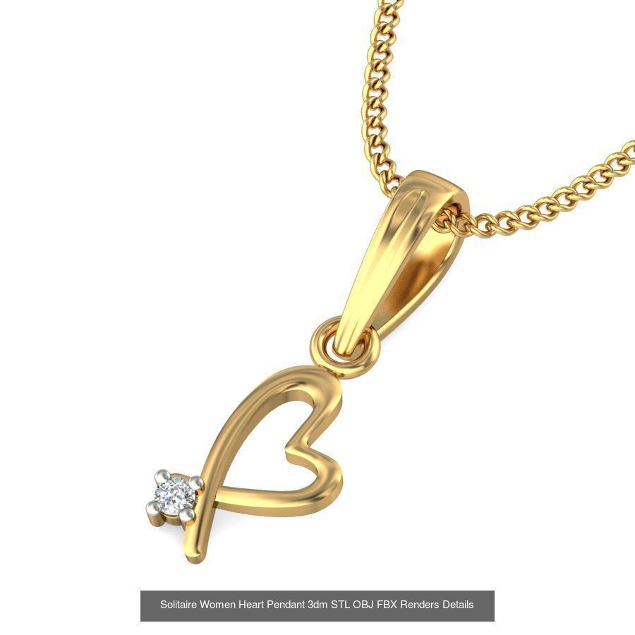 150 Solitaire Women Pendant 3dm STL OBJ FBX Renders Collection _81