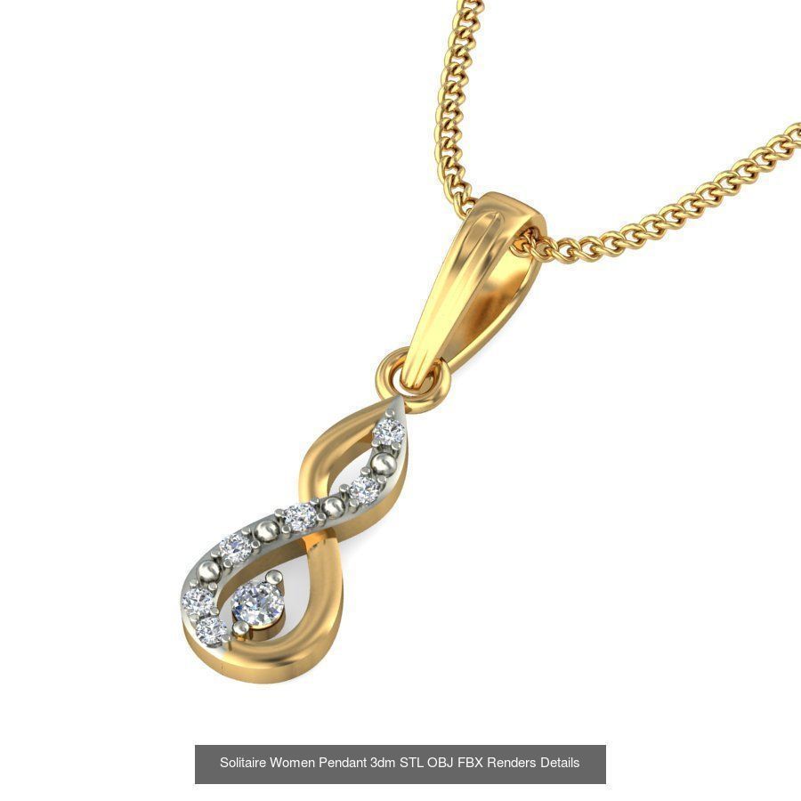 150 Solitaire Women Pendant 3dm STL OBJ FBX Renders Collection _79