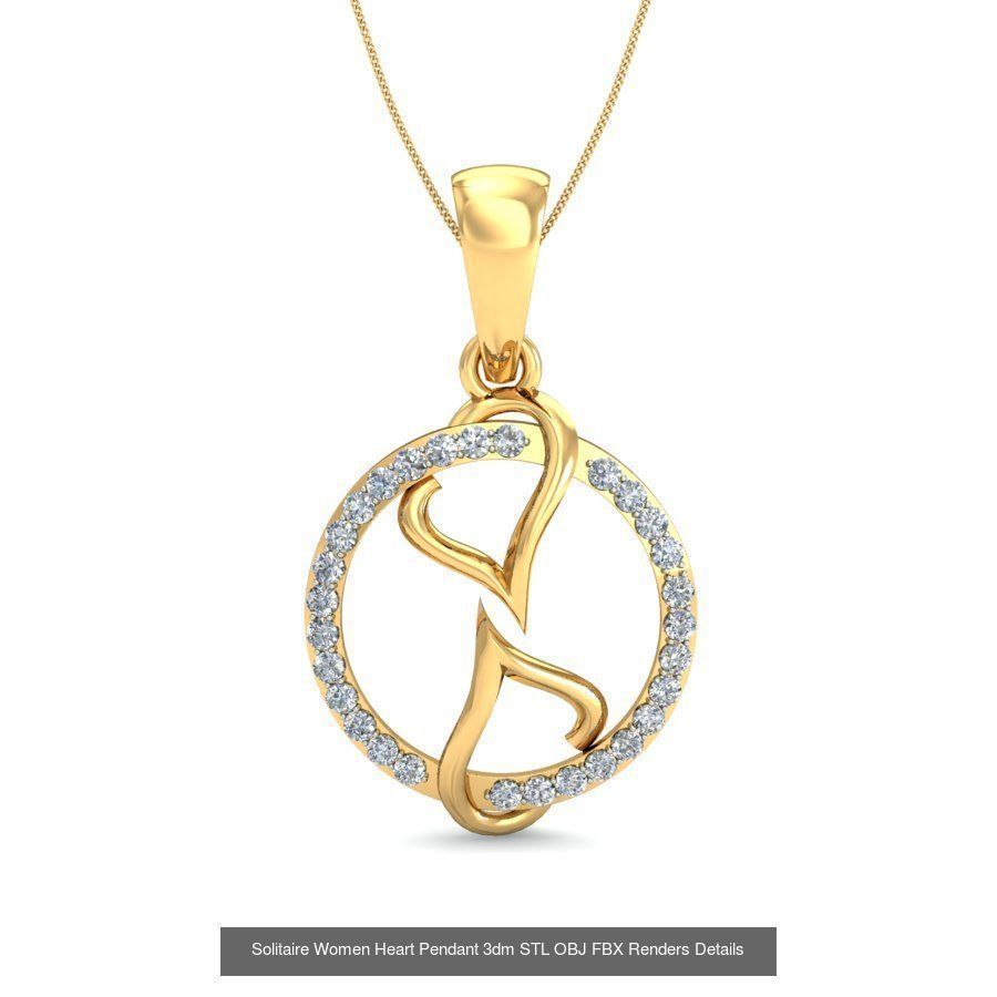 150 Solitaire Women Pendant 3dm STL OBJ FBX Renders Collection _156