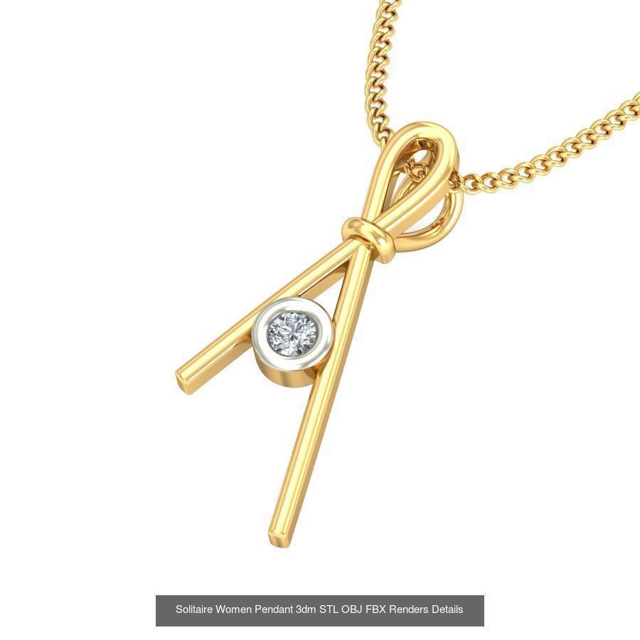 150 Solitaire Women Pendant 3dm STL OBJ FBX Renders Collection _139
