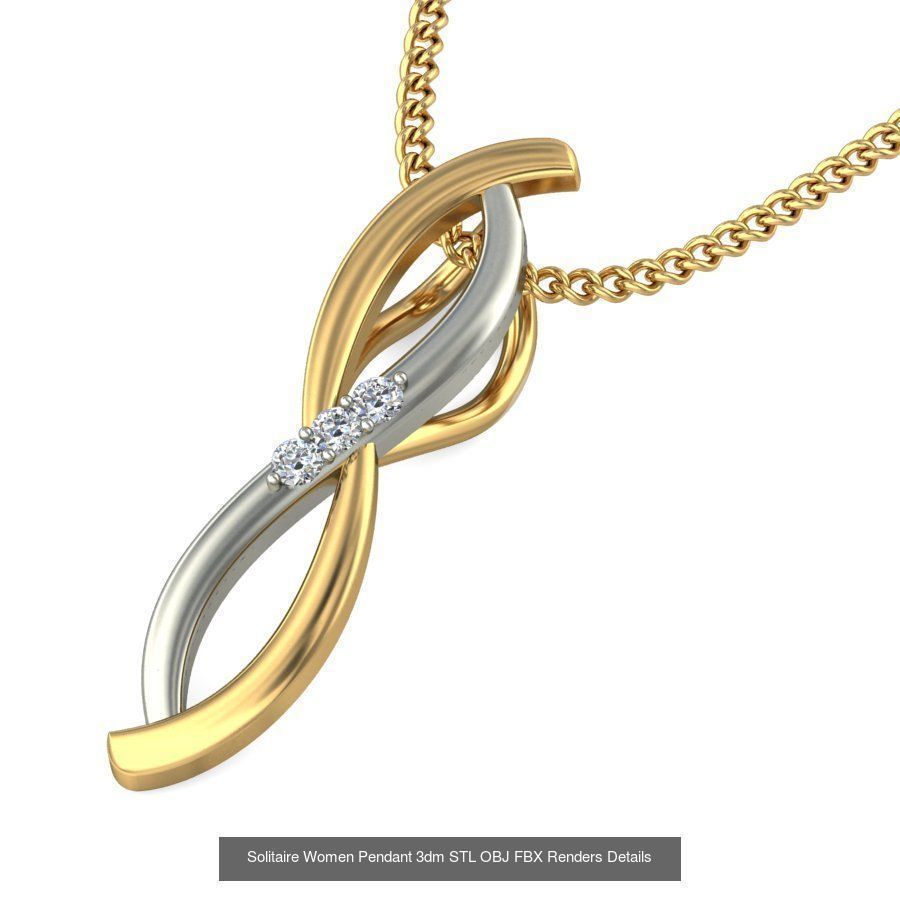 150 Solitaire Women Pendant 3dm STL OBJ FBX Renders Collection _15