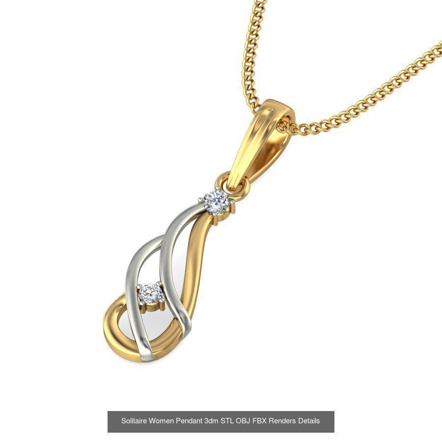 150 Solitaire Women Pendant 3dm STL OBJ FBX Renders Collection _27