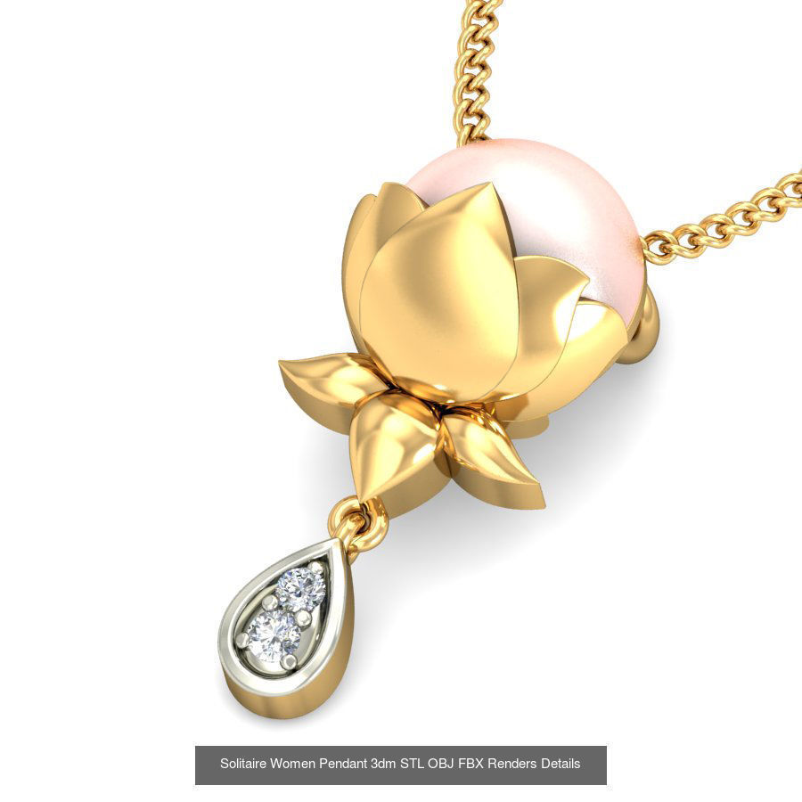 150 Solitaire Women Pendant 3dm STL OBJ FBX Renders Collection _64