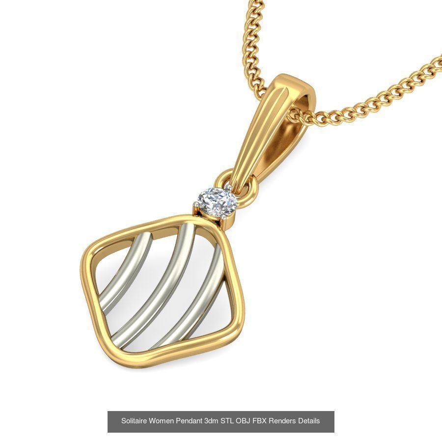 150 Solitaire Women Pendant 3dm STL OBJ FBX Renders Collection _29