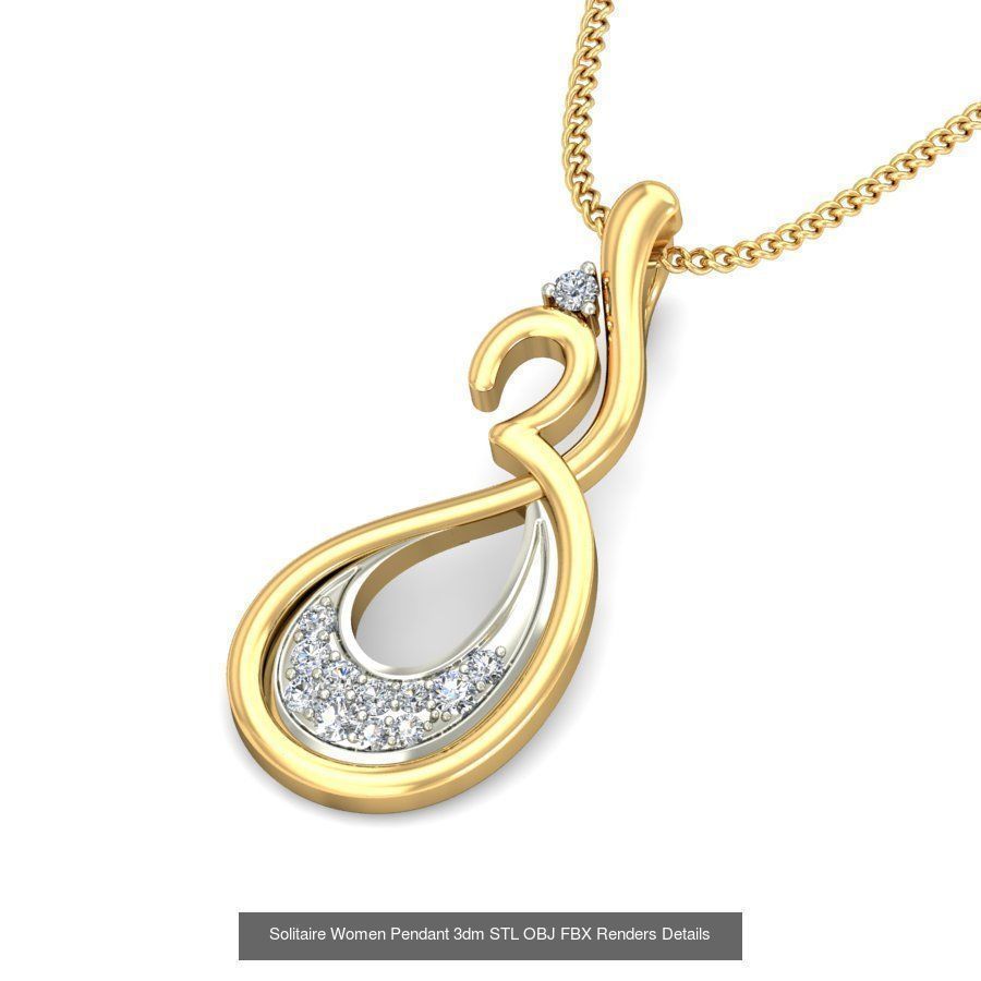 150 Solitaire Women Pendant 3dm STL OBJ FBX Renders Collection _61