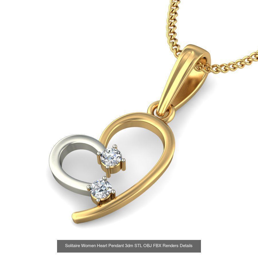 150 Solitaire Women Pendant 3dm STL OBJ FBX Renders Collection _22