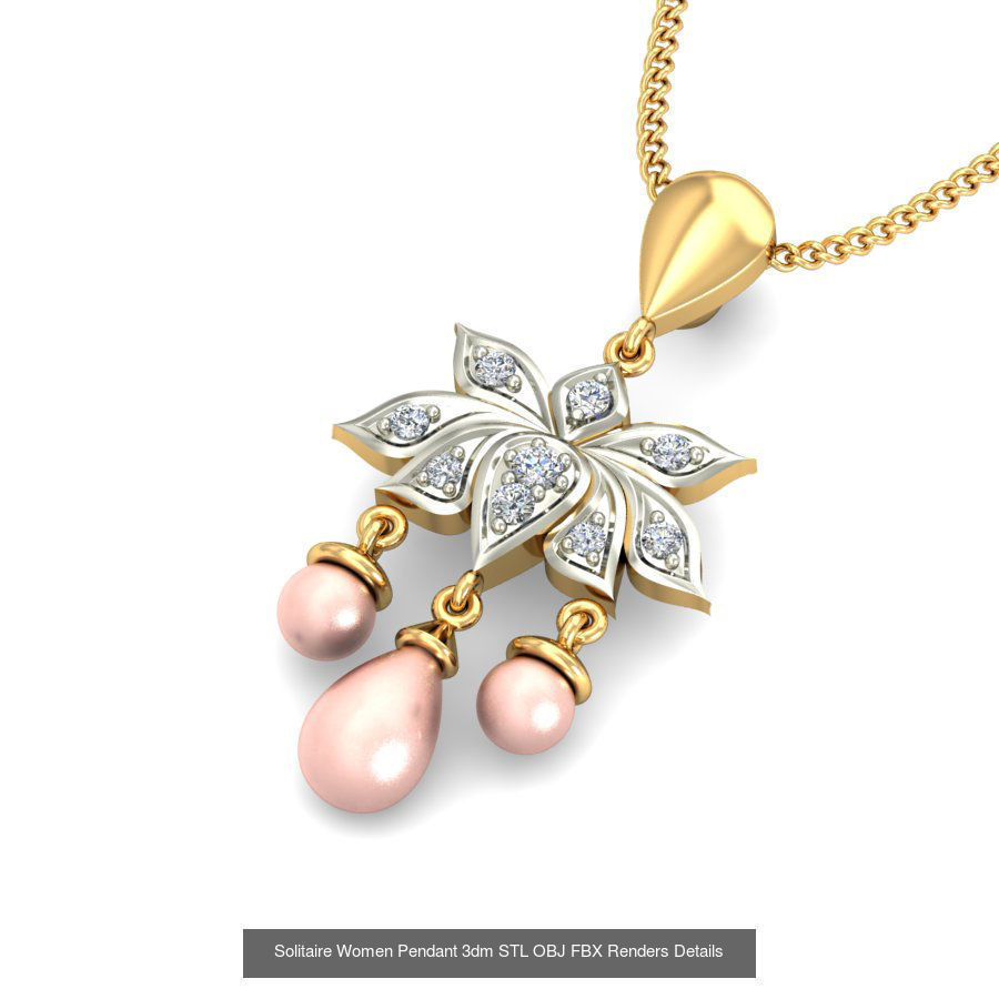 150 Solitaire Women Pendant 3dm STL OBJ FBX Renders Collection _66