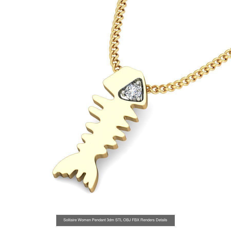 150 Solitaire Women Pendant 3dm STL OBJ FBX Renders Collection _109