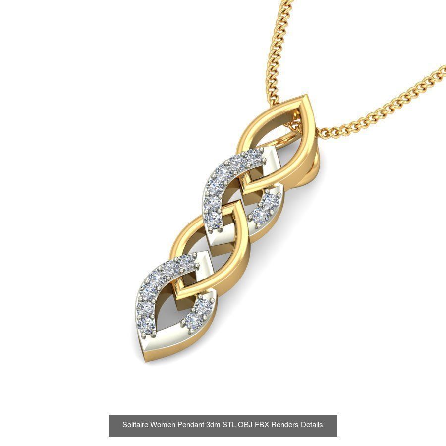 150 Solitaire Women Pendant 3dm STL OBJ FBX Renders Collection _127
