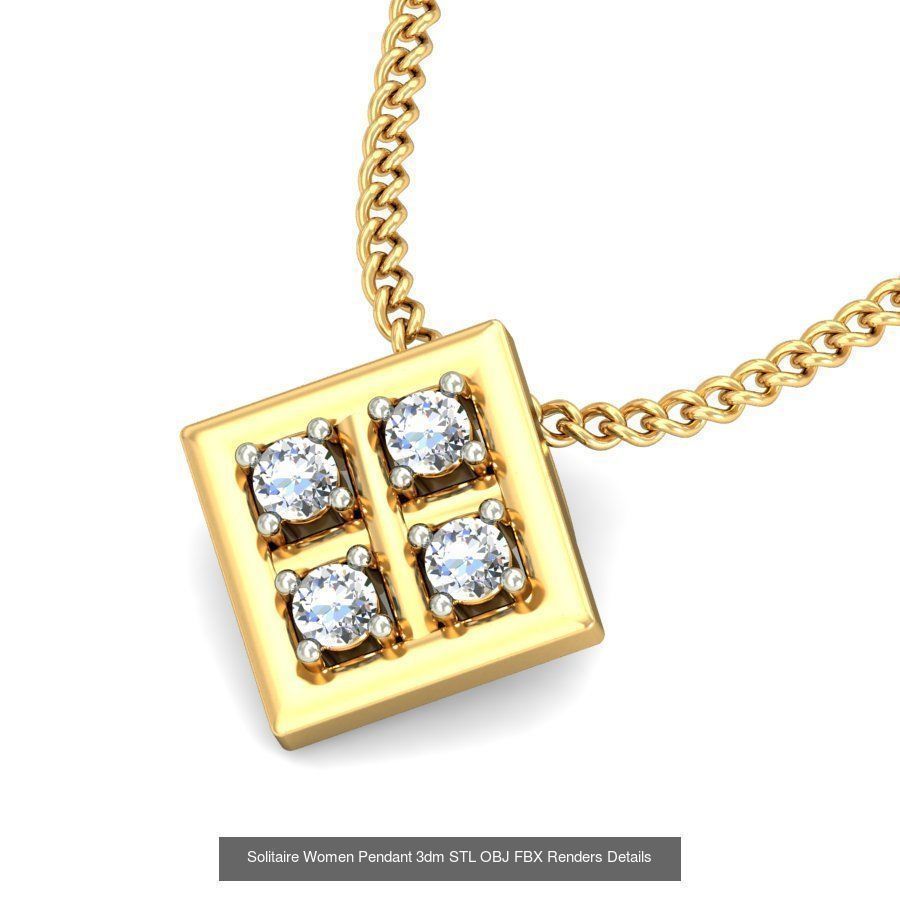 150 Solitaire Women Pendant 3dm STL OBJ FBX Renders Collection _99