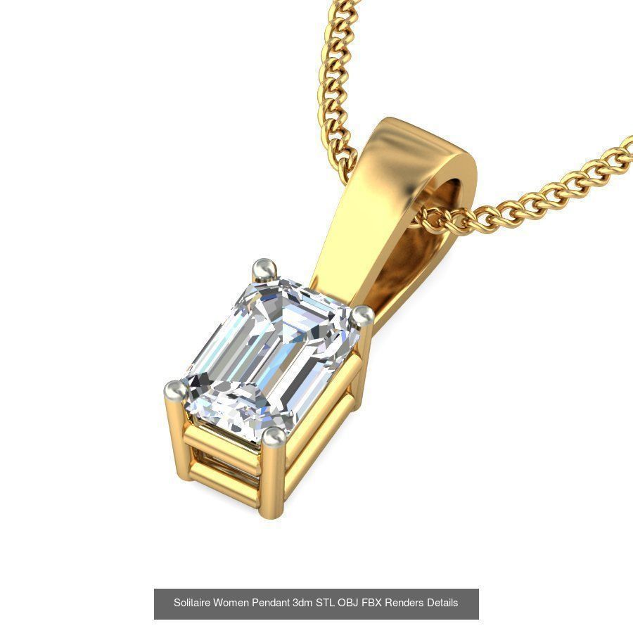 150 Solitaire Women Pendant 3dm STL OBJ FBX Renders Collection _96