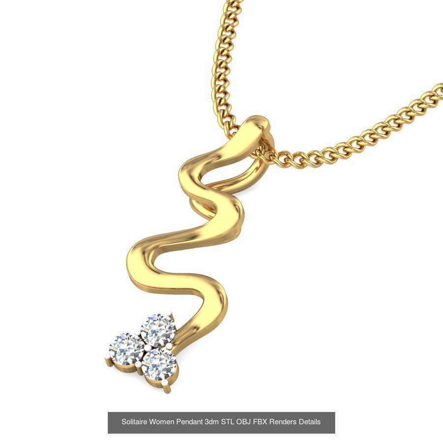 150 Solitaire Women Pendant 3dm STL OBJ FBX Renders Collection _77