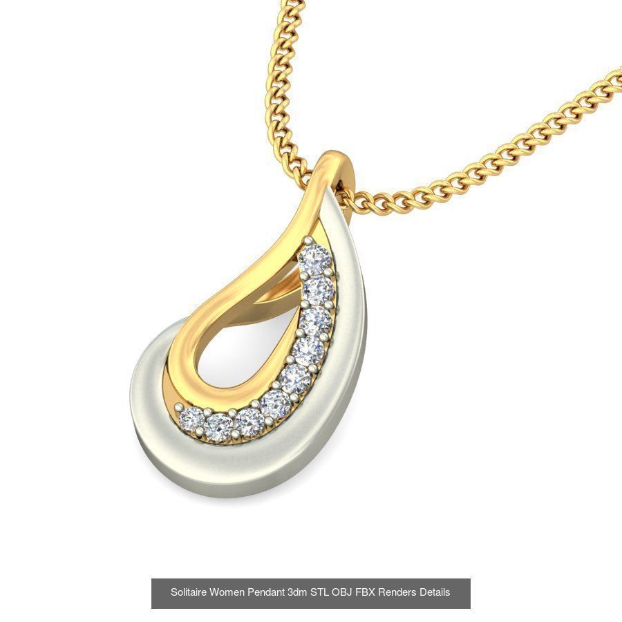 150 Solitaire Women Pendant 3dm STL OBJ FBX Renders Collection _32