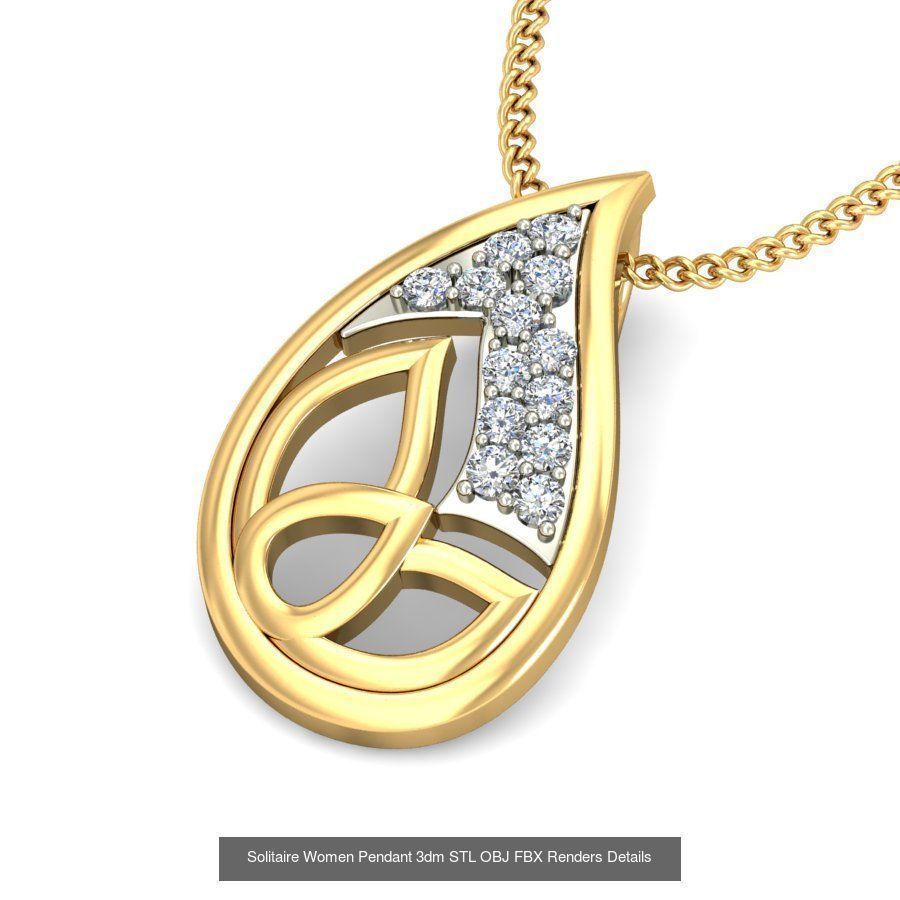 150 Solitaire Women Pendant 3dm STL OBJ FBX Renders Collection _69