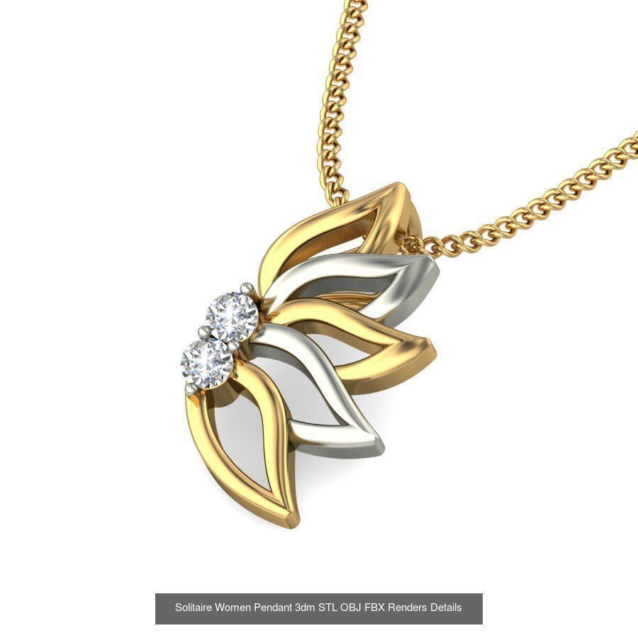 150 Solitaire Women Pendant 3dm STL OBJ FBX Renders Collection _33
