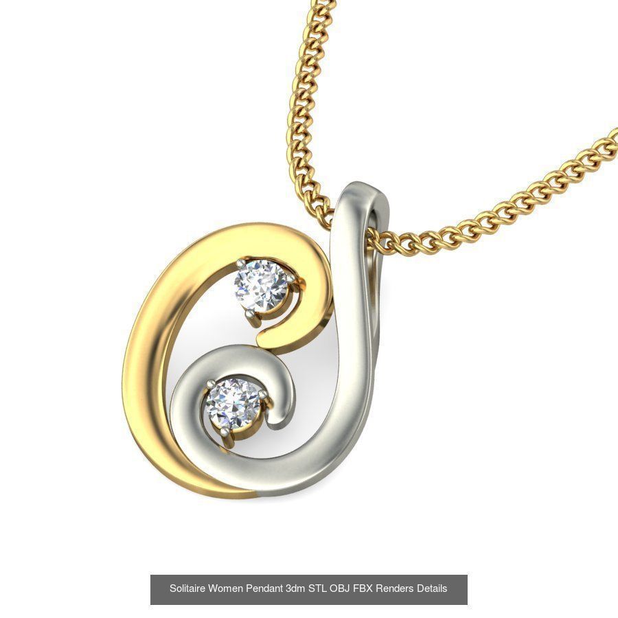 150 Solitaire Women Pendant 3dm STL OBJ FBX Renders Collection _40