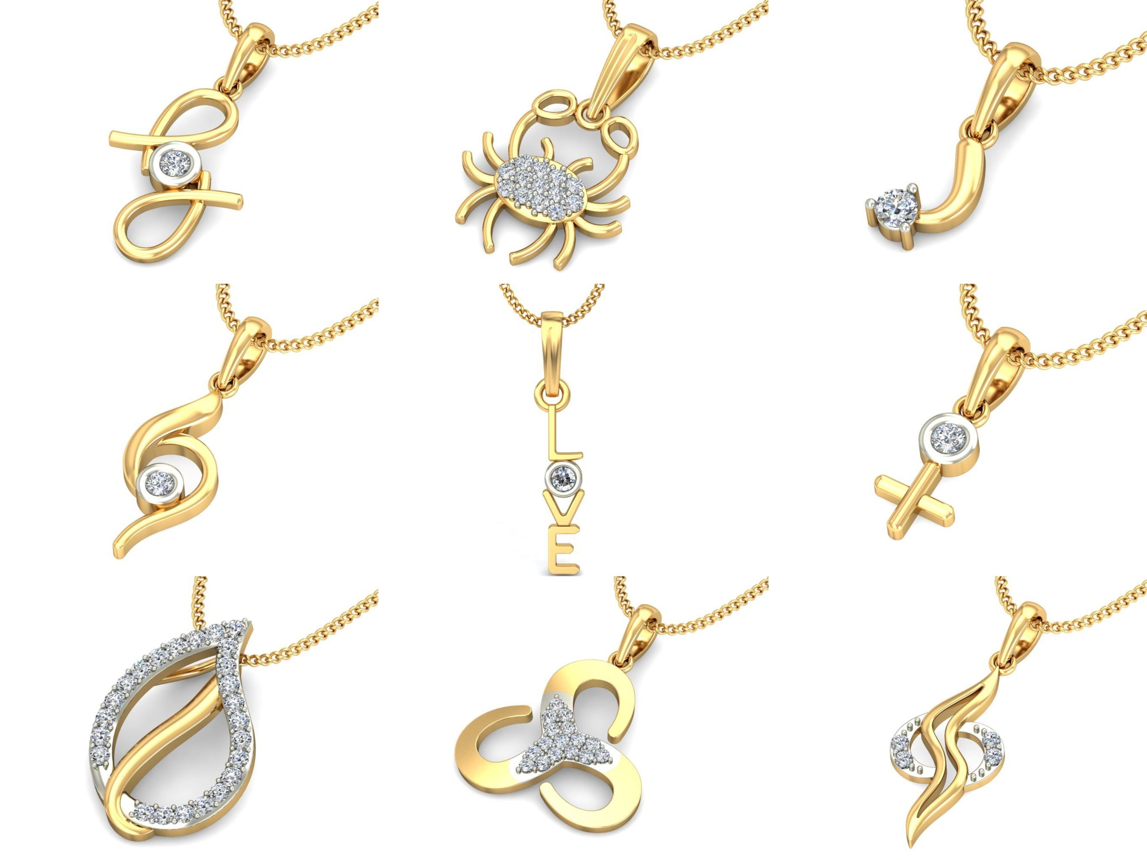 150 Solitaire Women Pendant 3dm STL OBJ FBX Renders Collection _7