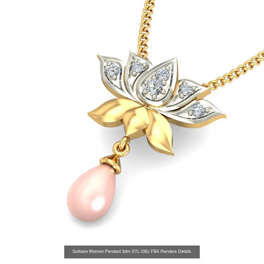 150 Solitaire Women Pendant 3dm STL OBJ FBX Renders Collection _65