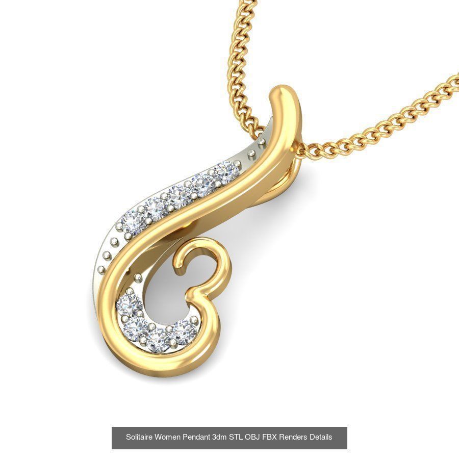 150 Solitaire Women Pendant 3dm STL OBJ FBX Renders Collection _62