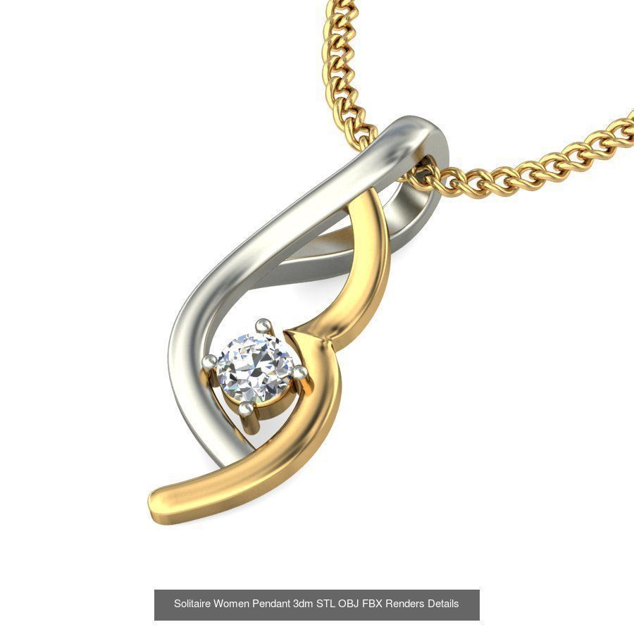 150 Solitaire Women Pendant 3dm STL OBJ FBX Renders Collection _45