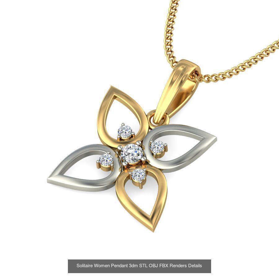 150 Solitaire Women Pendant 3dm STL OBJ FBX Renders Collection _20