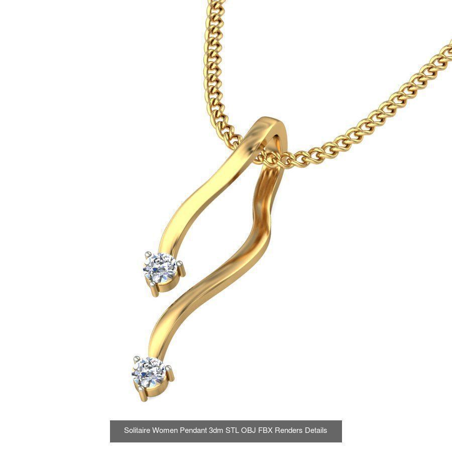 150 Solitaire Women Pendant 3dm STL OBJ FBX Renders Collection _76