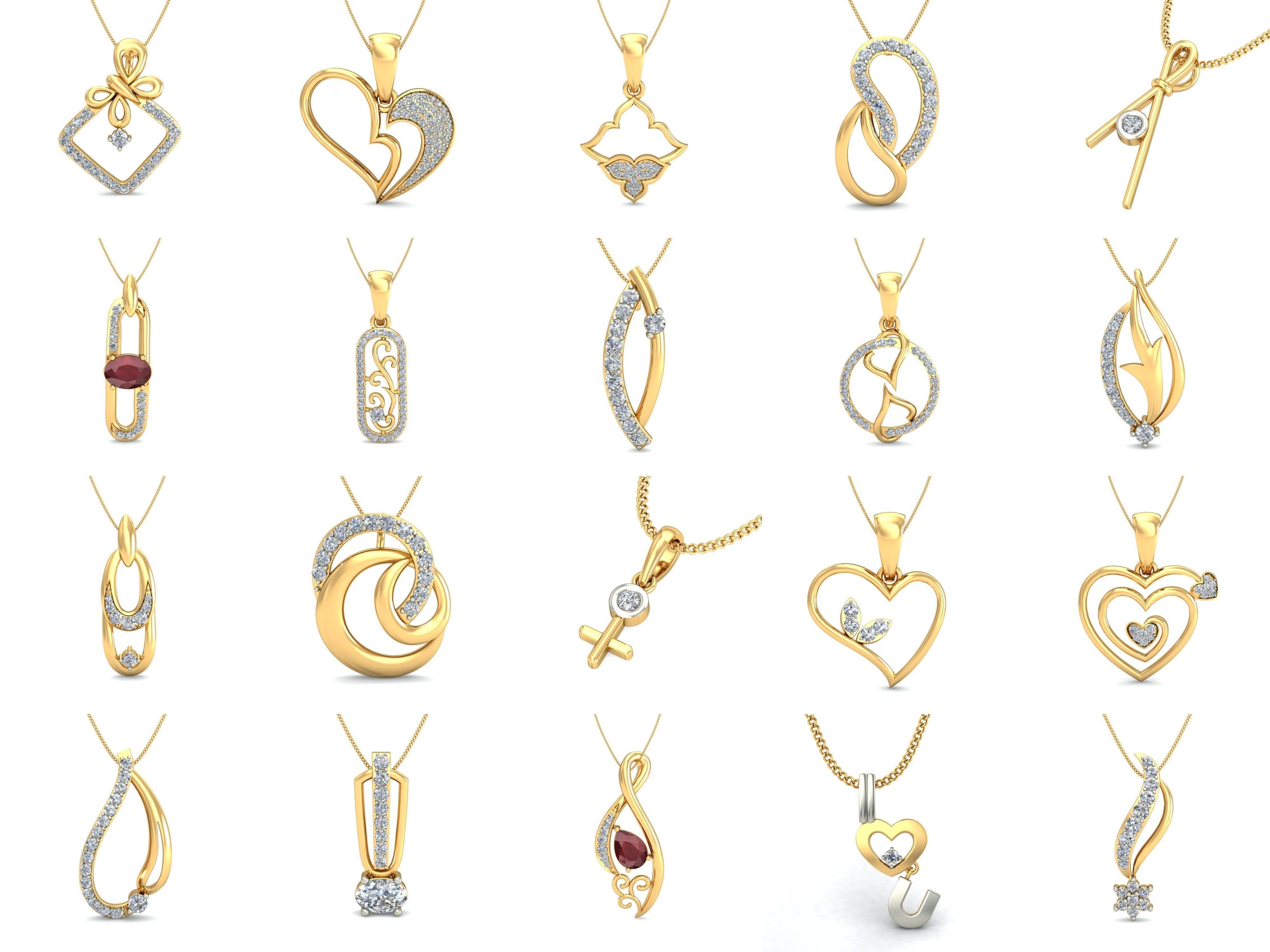 150 Solitaire Women Pendant 3dm STL OBJ FBX Renders Collection _6