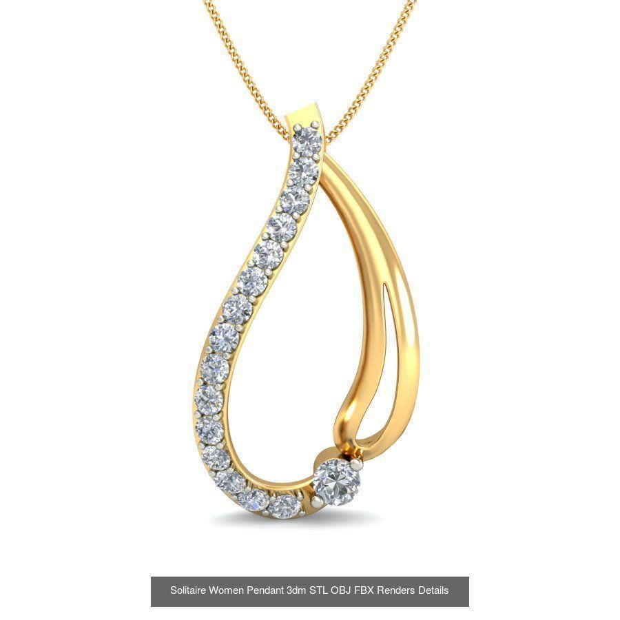 150 Solitaire Women Pendant 3dm STL OBJ FBX Renders Collection _151