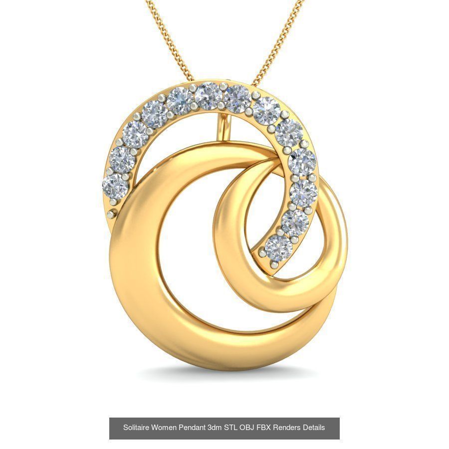 150 Solitaire Women Pendant 3dm STL OBJ FBX Renders Collection _148