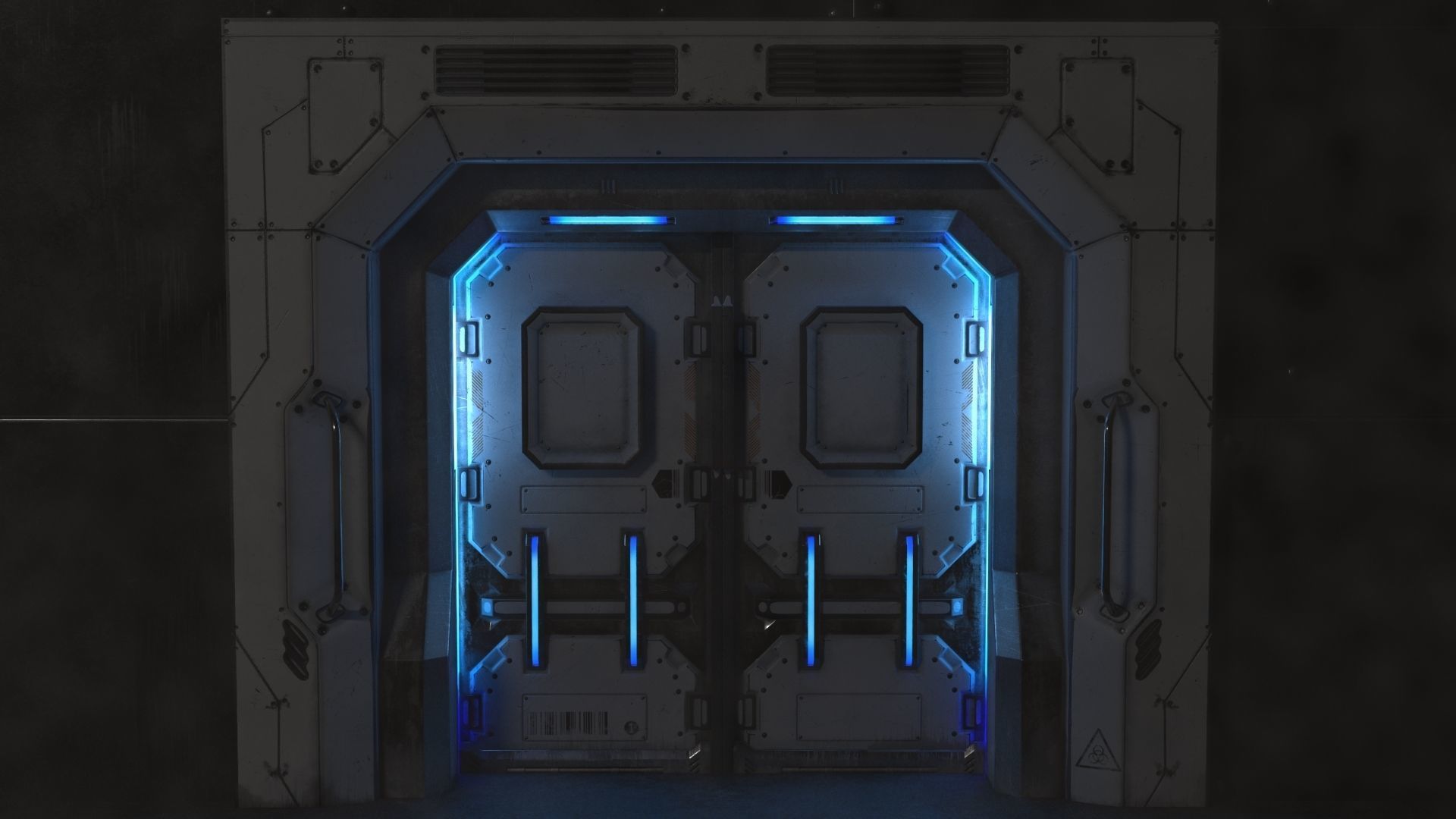 Sci-Fi Door Collection Low-poly 3D model_9