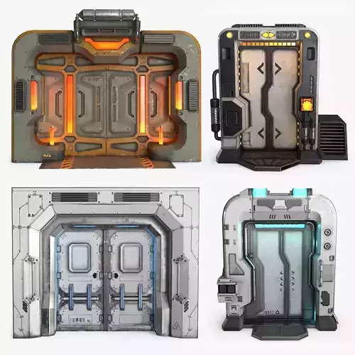 Sci-Fi Door Collection Low-poly 3D model