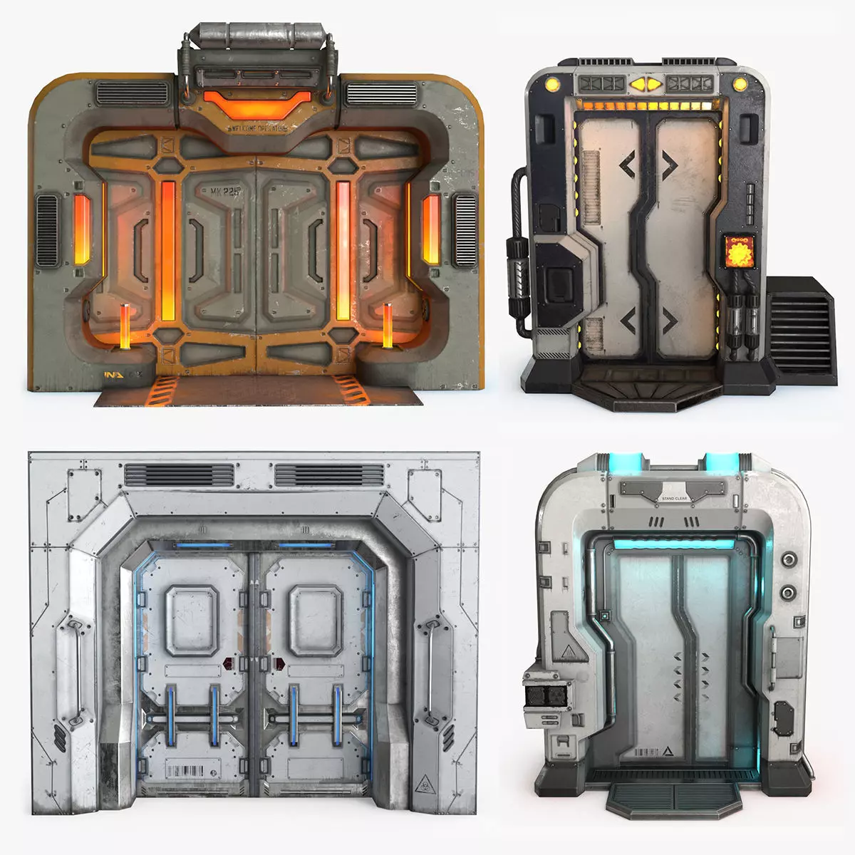 Sci-Fi Door Collection Low-poly 3D model_0