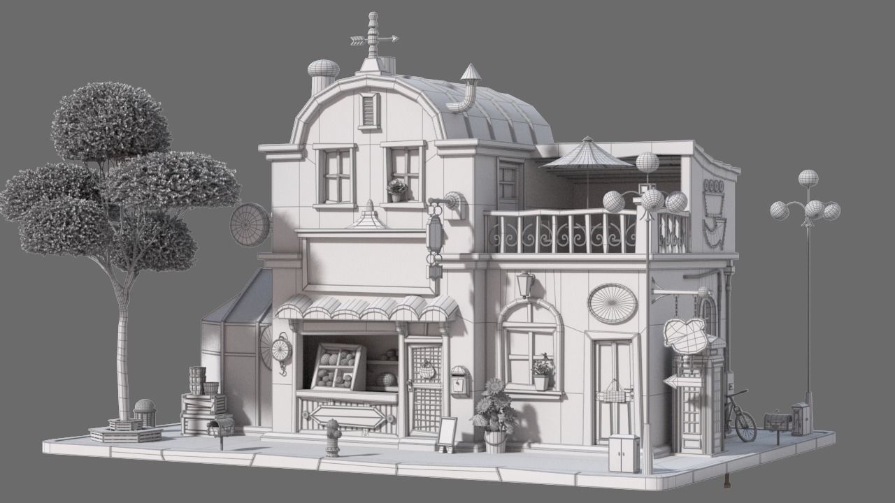 Cartoon House 05 3D model_7