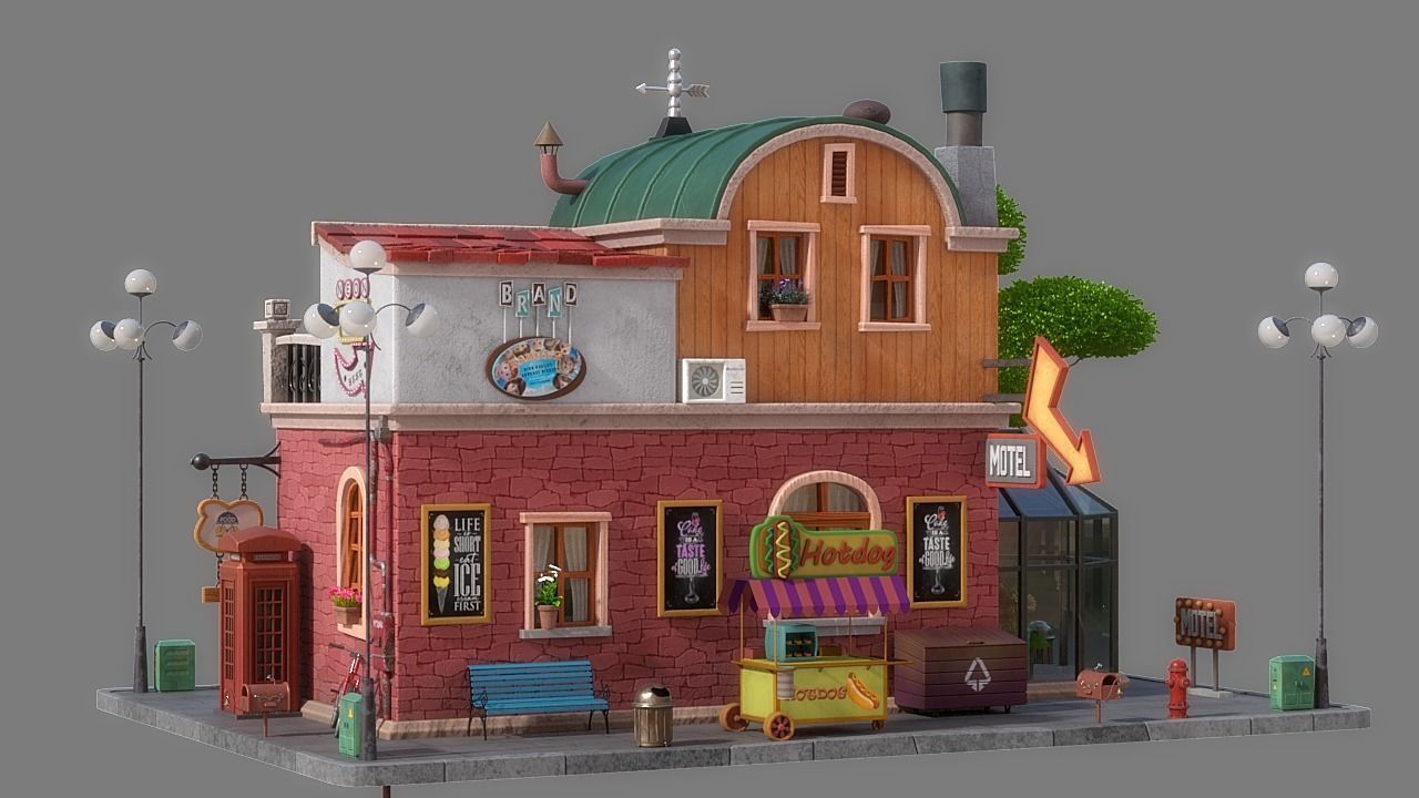 Cartoon House 05 3D model_3