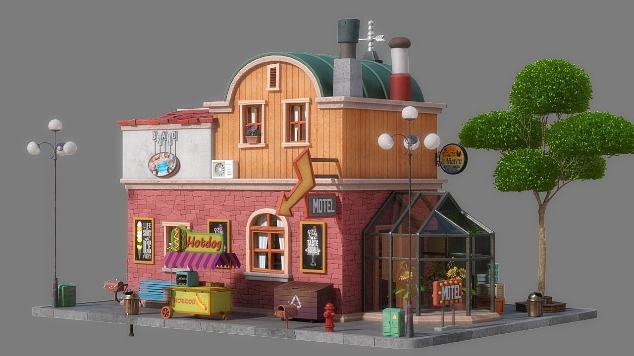 Cartoon House 05 3D model_4