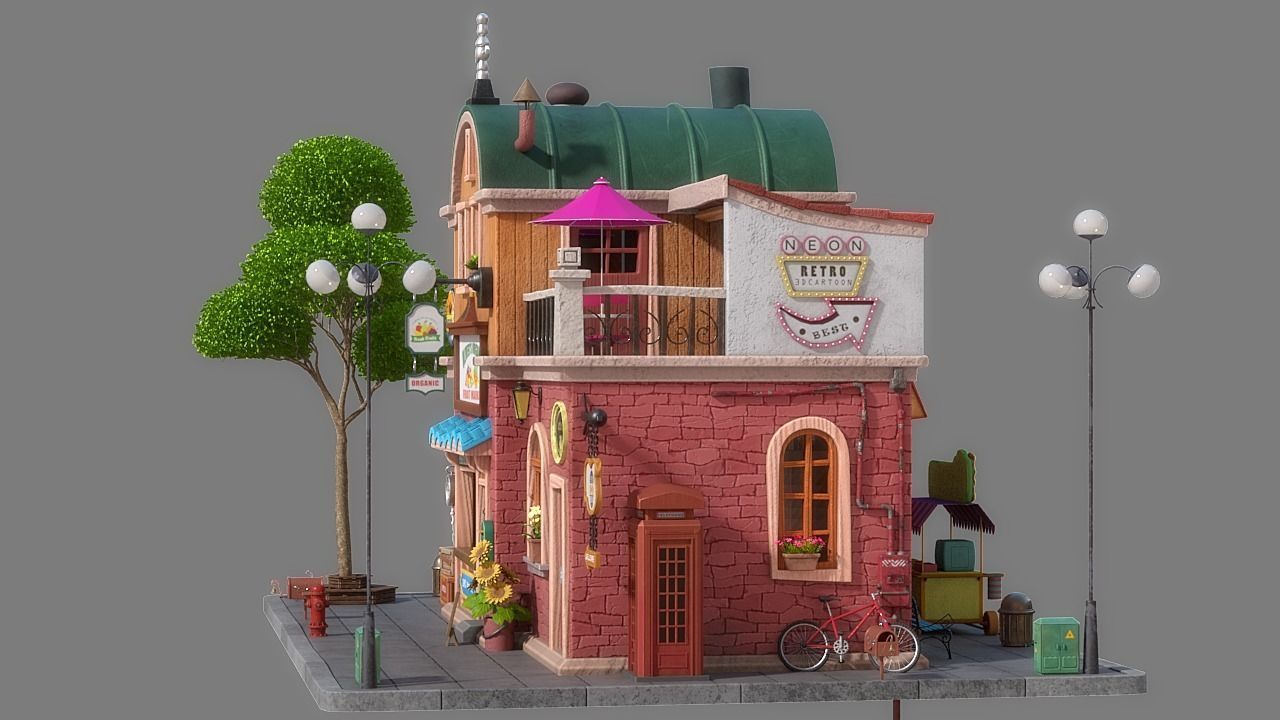 Cartoon House 05 3D model_2