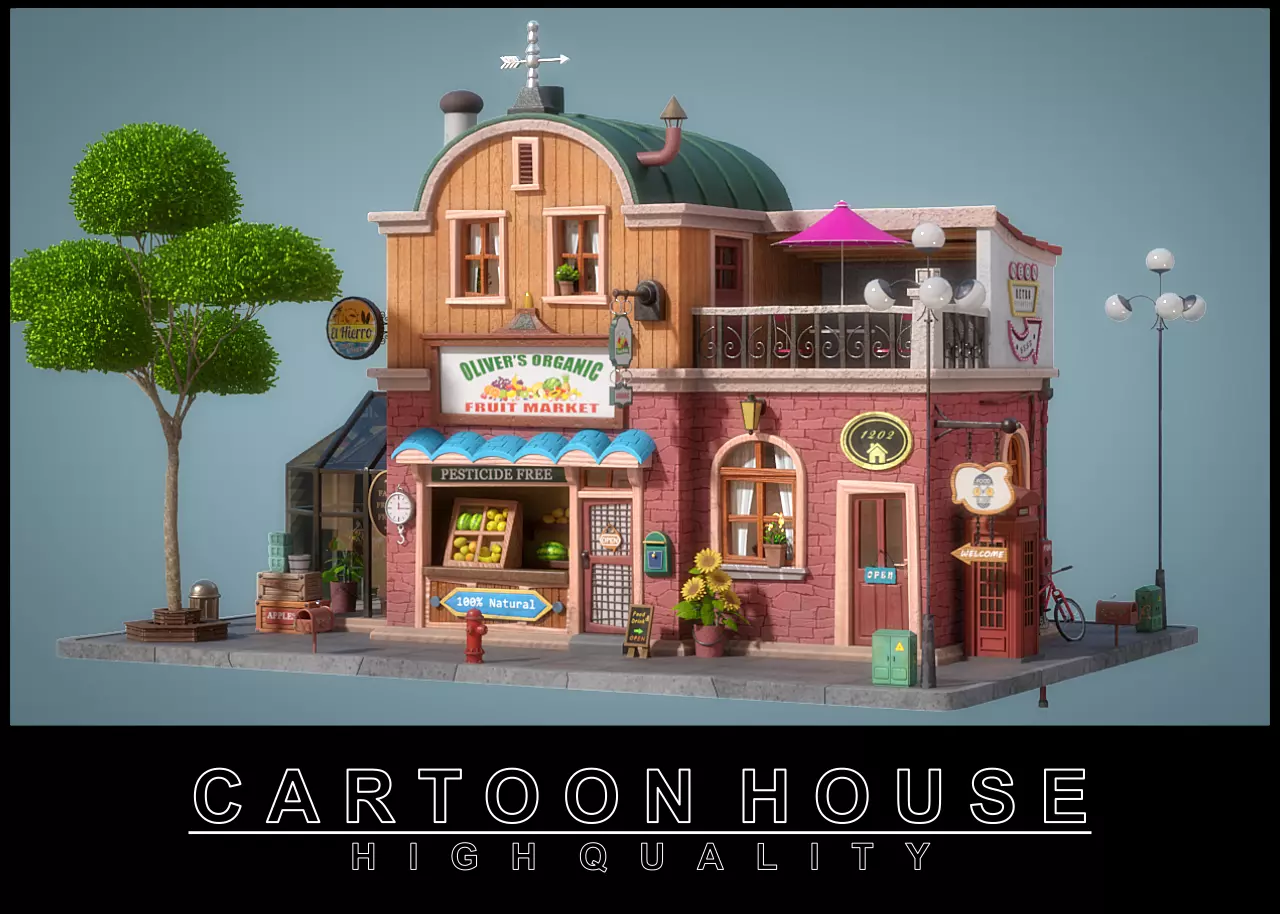 Cartoon House 05 3D model_0