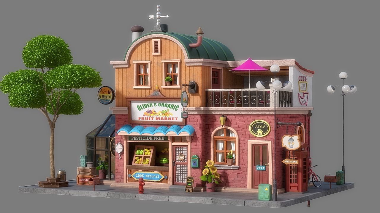 Cartoon House 05 3D model_1