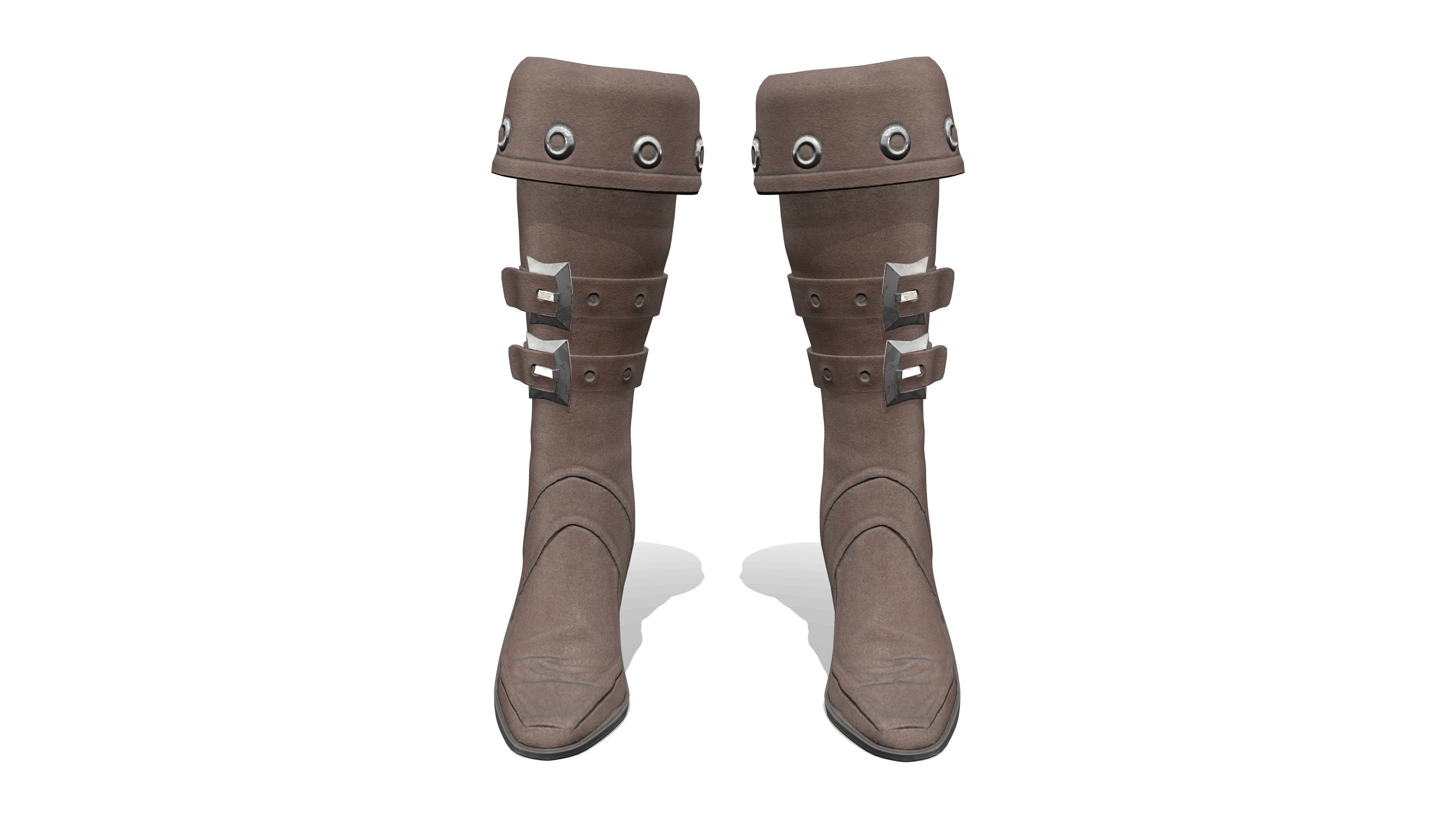 Female Warrior Pirate High Heel Boots Low-poly 3D model_2