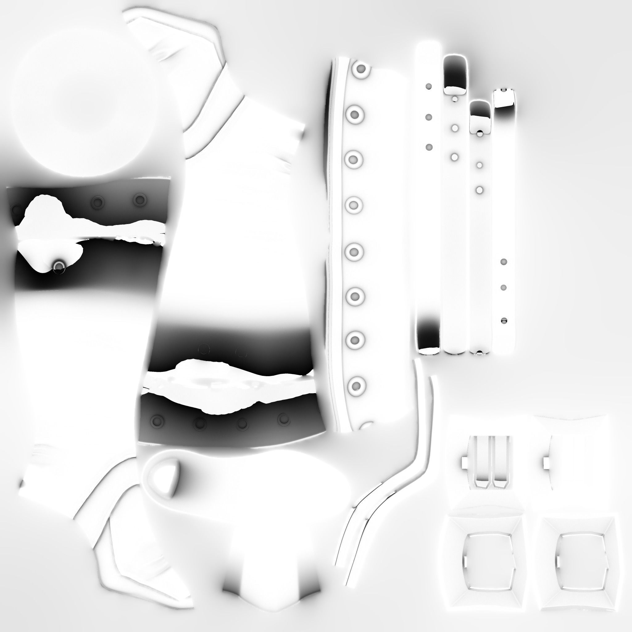 Female Warrior Pirate High Heel Boots Low-poly 3D model_12