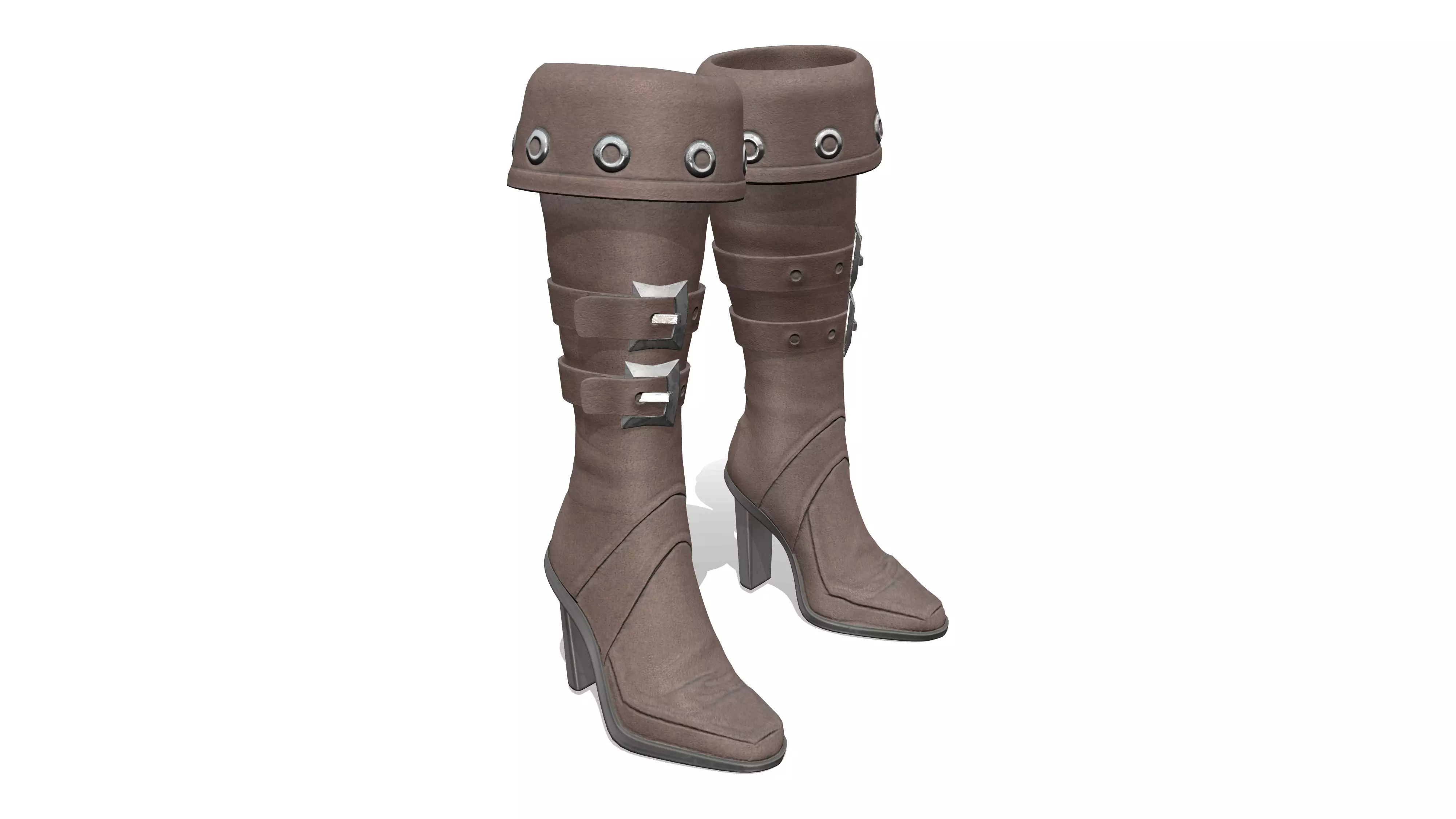 Female Warrior Pirate High Heel Boots Low-poly 3D model_0