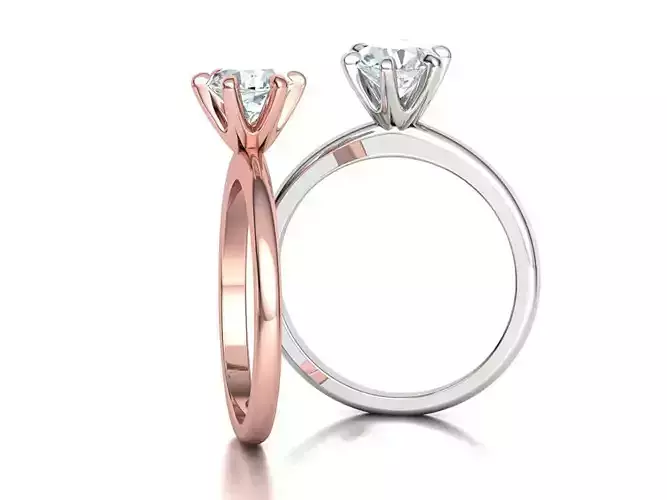 Solitaire Tiff Ring 1ct Diamond Stone 6-point Head 3D print model