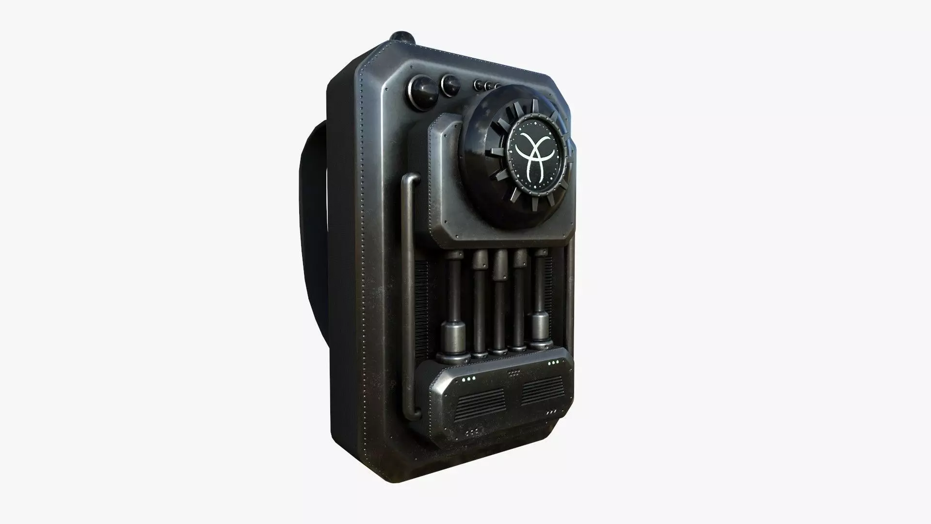 SciFi Backpack I01 Dark Metal - Fashion Character Design Low-poly 3D model_0